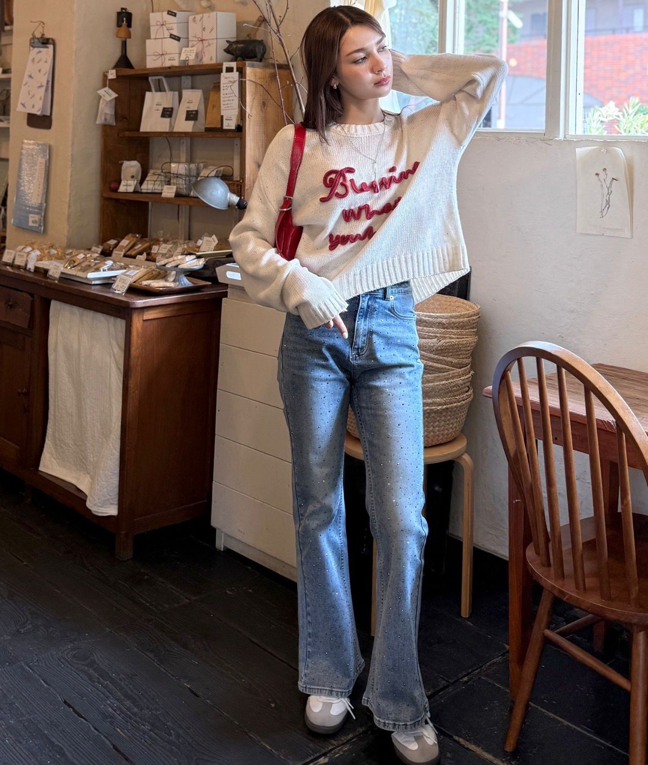 【預購】JN110701 mily bilet 繩繡針織上衣