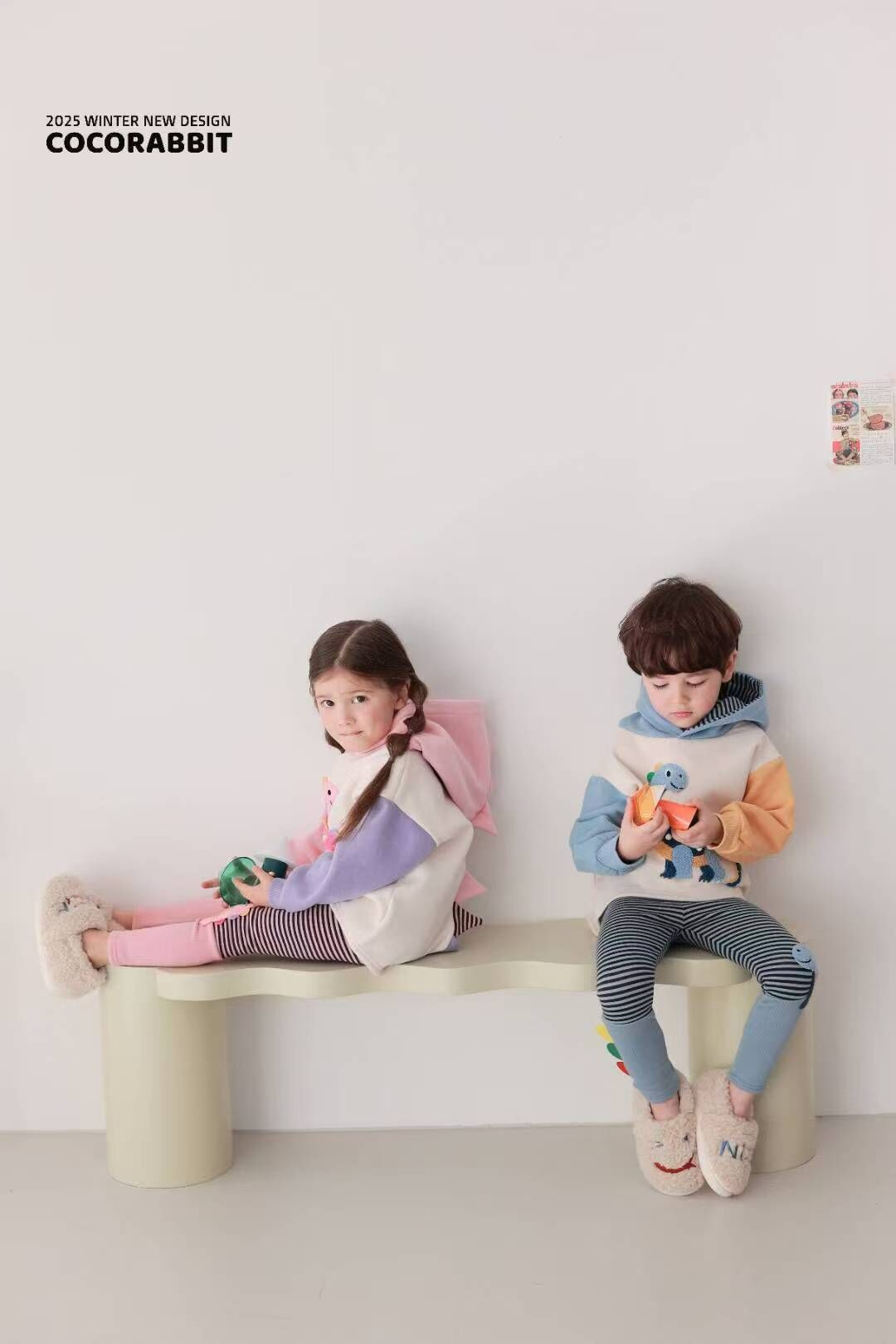 CRB11T003BL coco rabbit 粉藍恐龍長衛衣