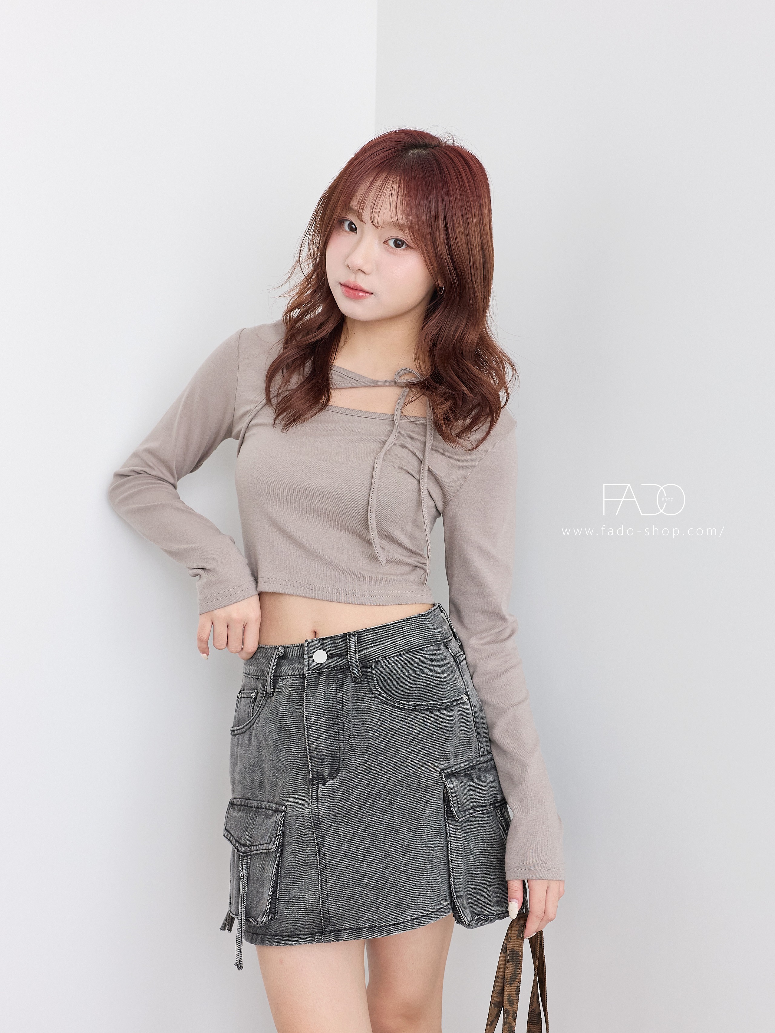 法朵Fado shop｜美式甜辣🎧ྀི⋆.✮ 造型綁帶小性感短版上衣 0214045 七色