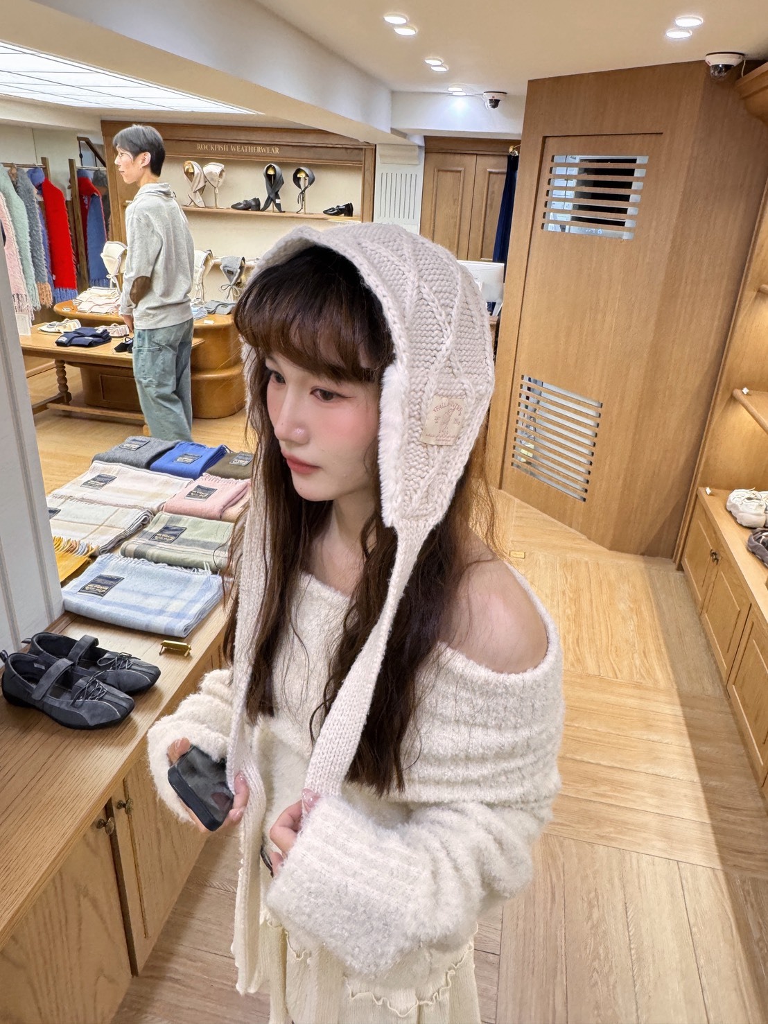 <零碼> Rockfish 菱格紋針織耳罩