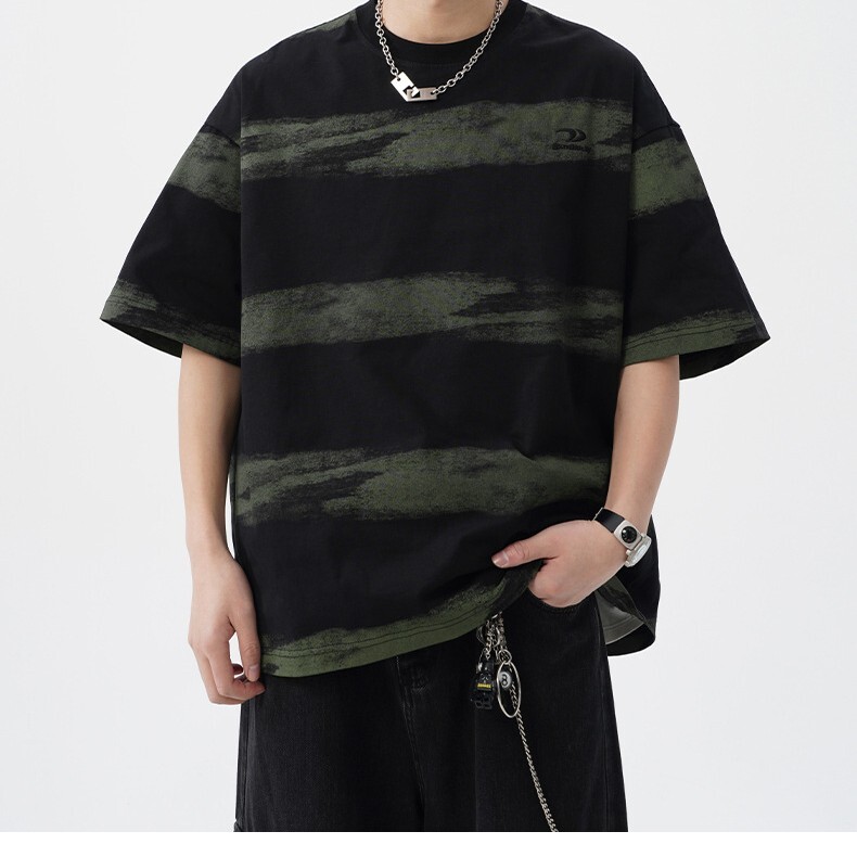 撞色扎染條紋短袖 MT7164