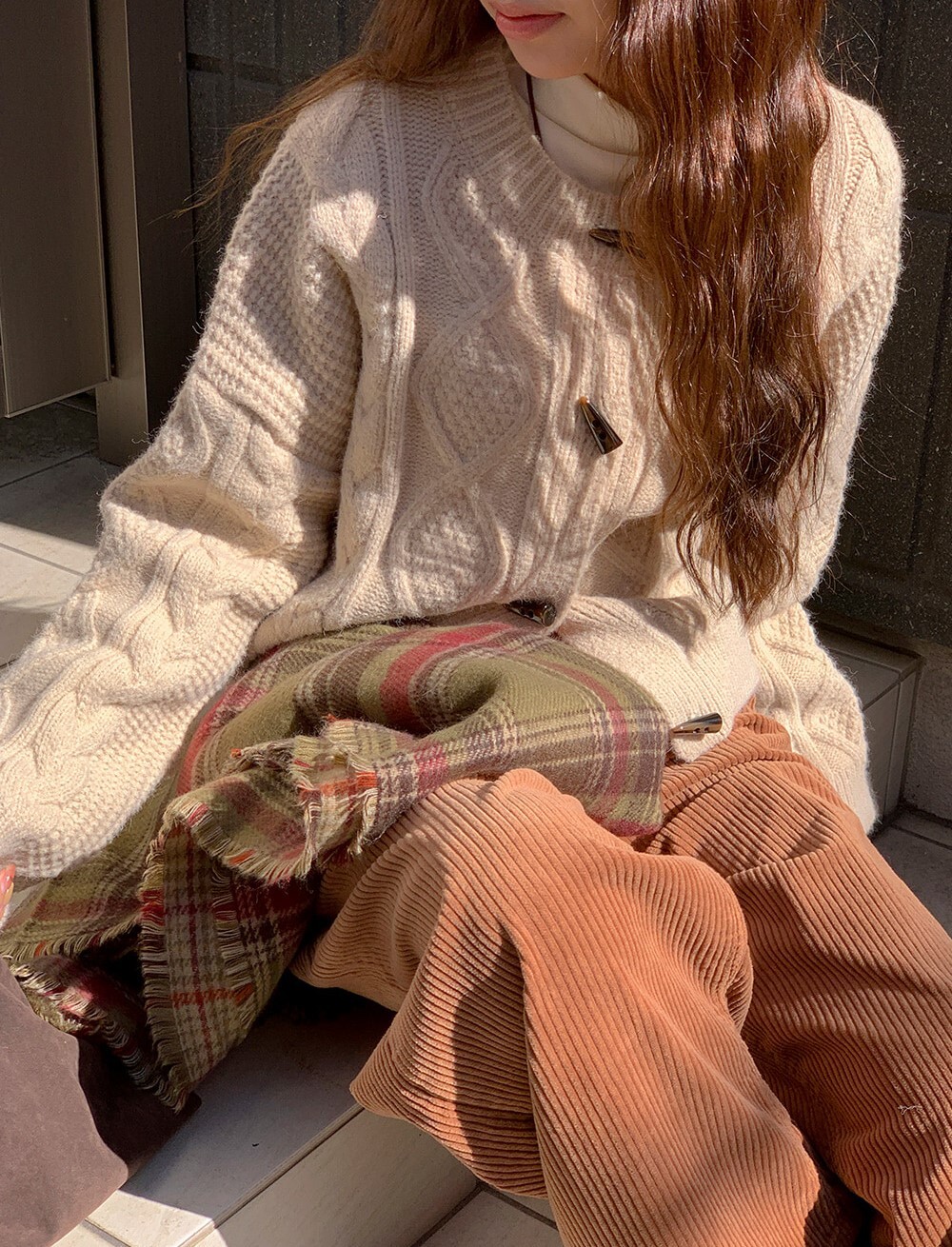 韓國grace muse授權 冬季羊角釦麻花紋混羊毛針織衫【made muse】系列