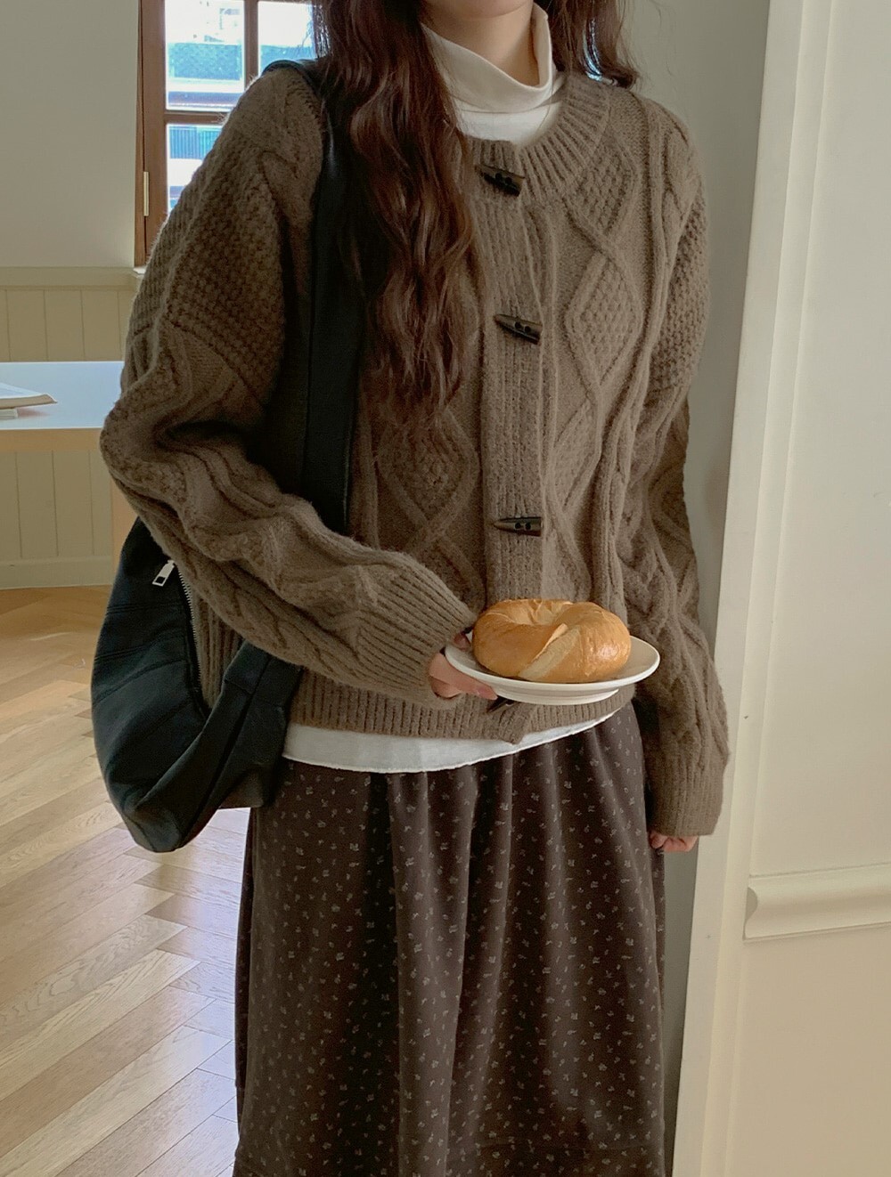 韓國grace muse授權 冬季羊角釦麻花紋混羊毛針織衫【made muse】系列