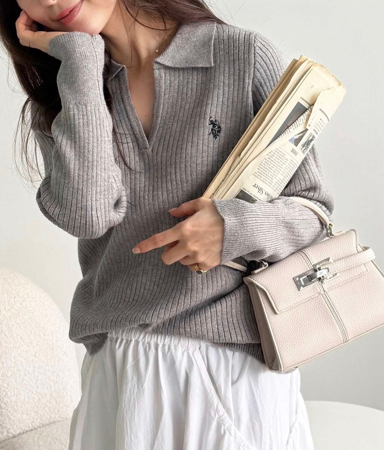 【現貨】JN110702 U.S. POLO ASSN. 刺繡polo領羅紋針織上衣