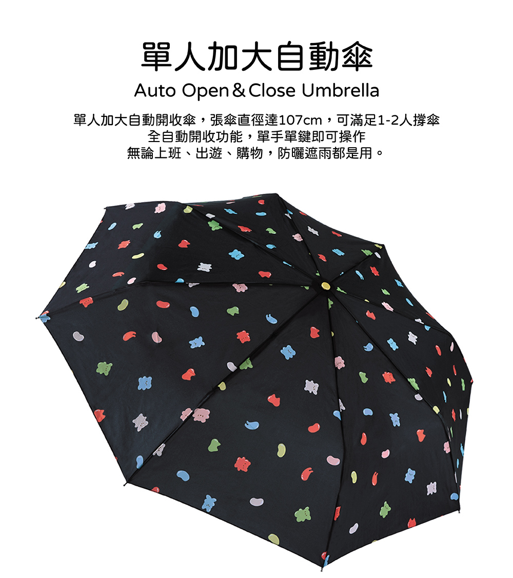 RAINSTORY軟糖熊抗UV加大防回彈自動傘
