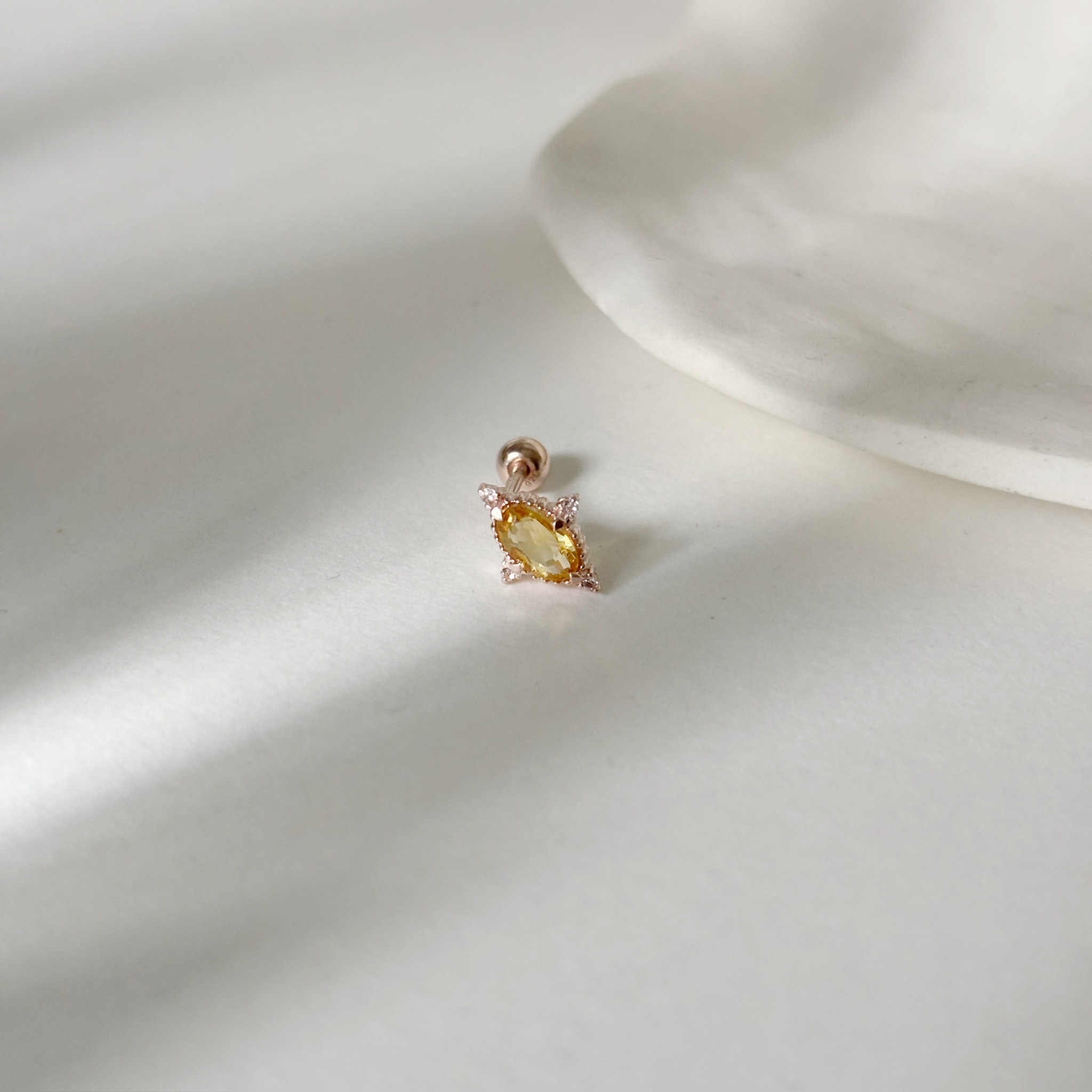 星光橢圓黃水晶轉珠耳環