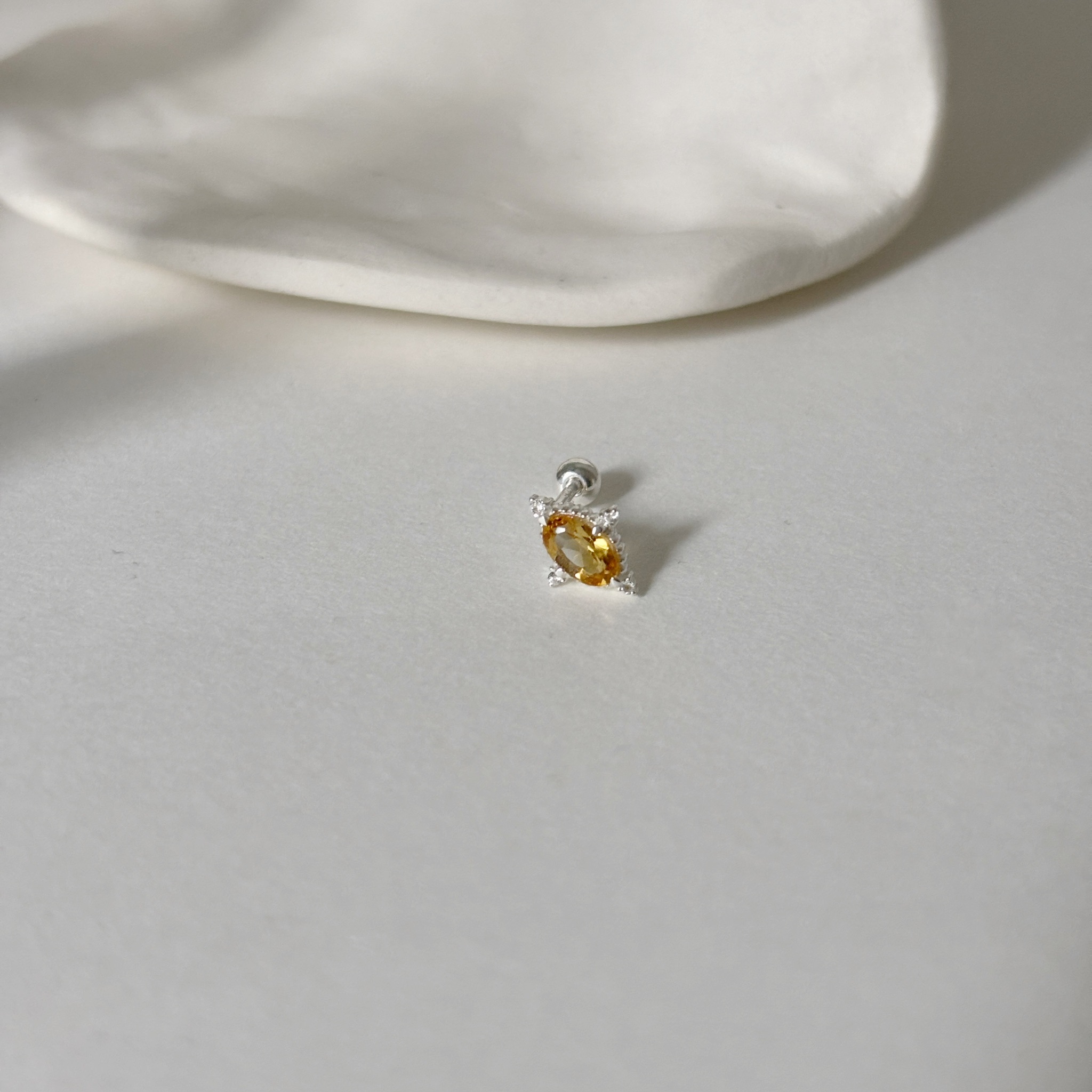 星光橢圓黃水晶轉珠耳環