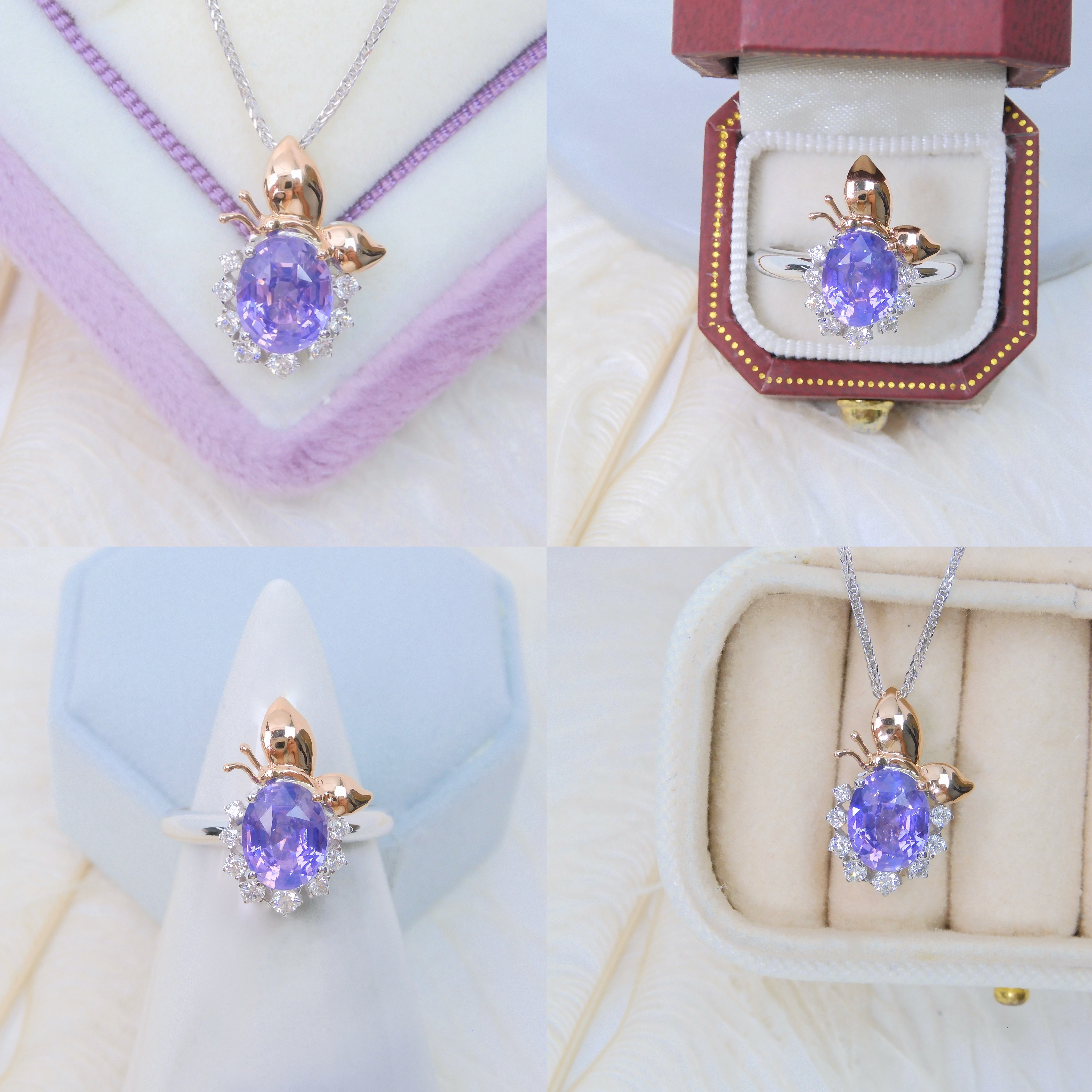 訂製 (多用款) 18K金 2.05ct 紫色藍寶石戒指 & 吊墜 (配證書)