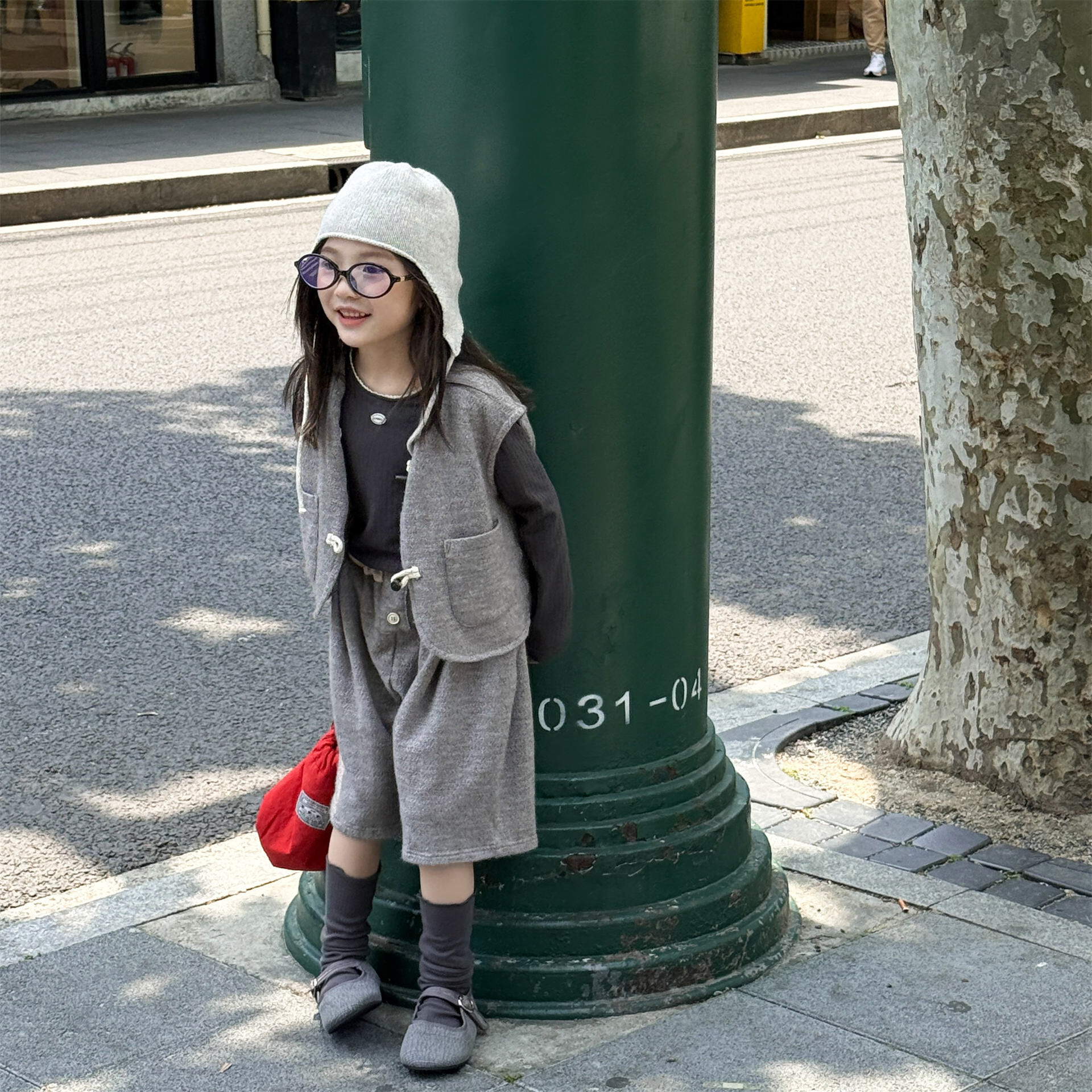 牛角扣毛呢背心套裝(80-130)