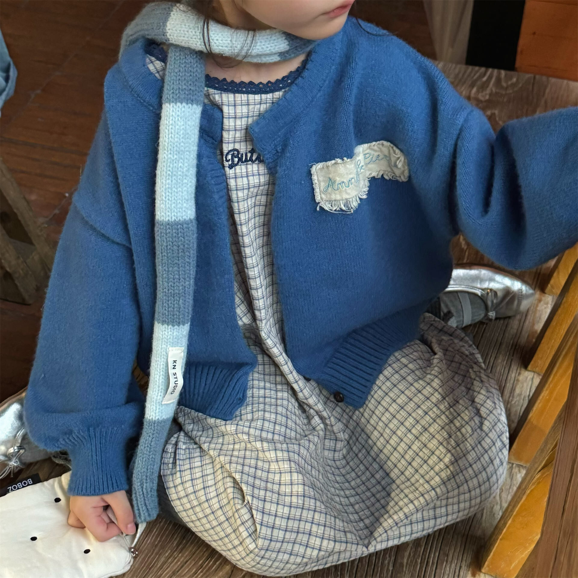 刺繡貼布針織外套(80-130)