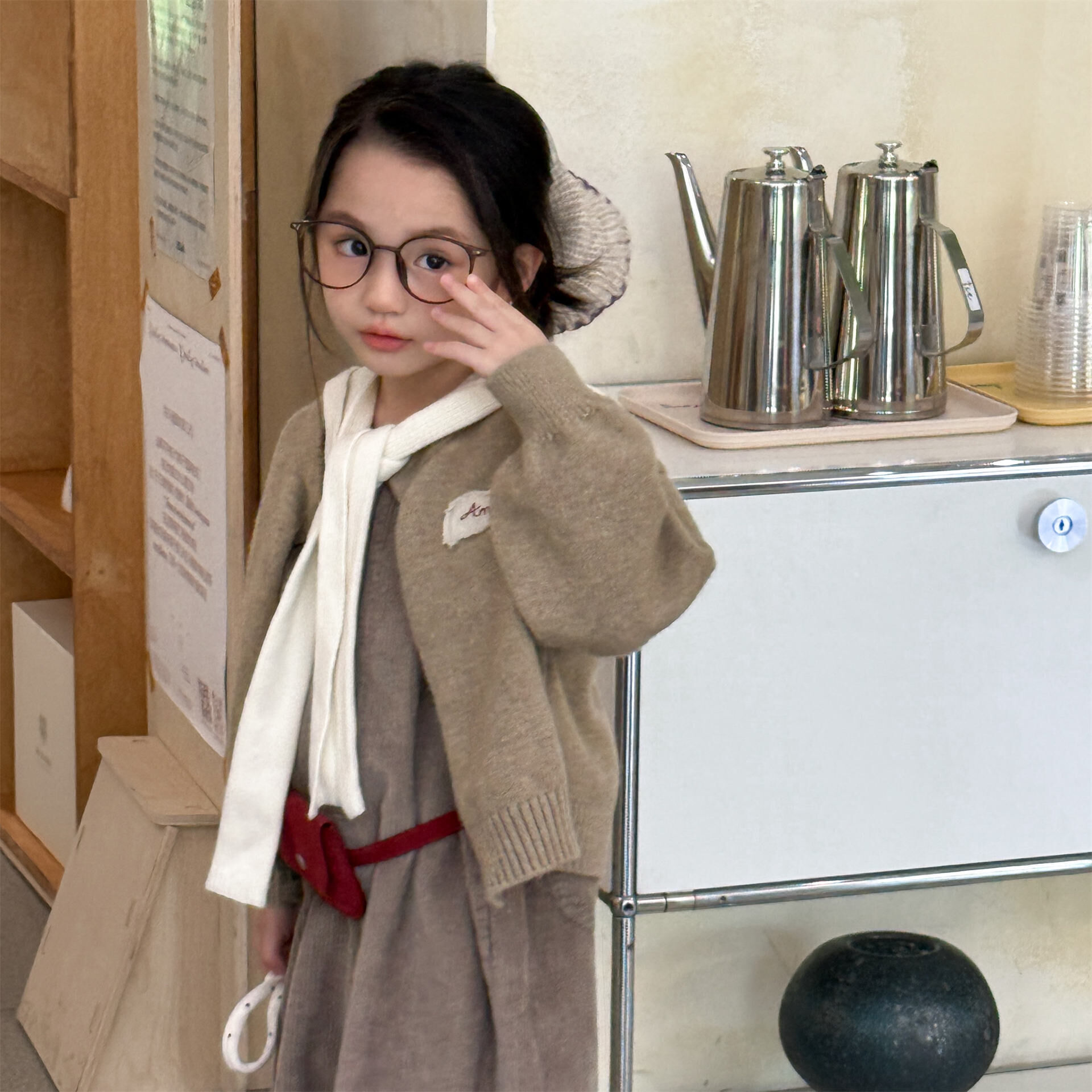 刺繡貼布針織外套(80-130)