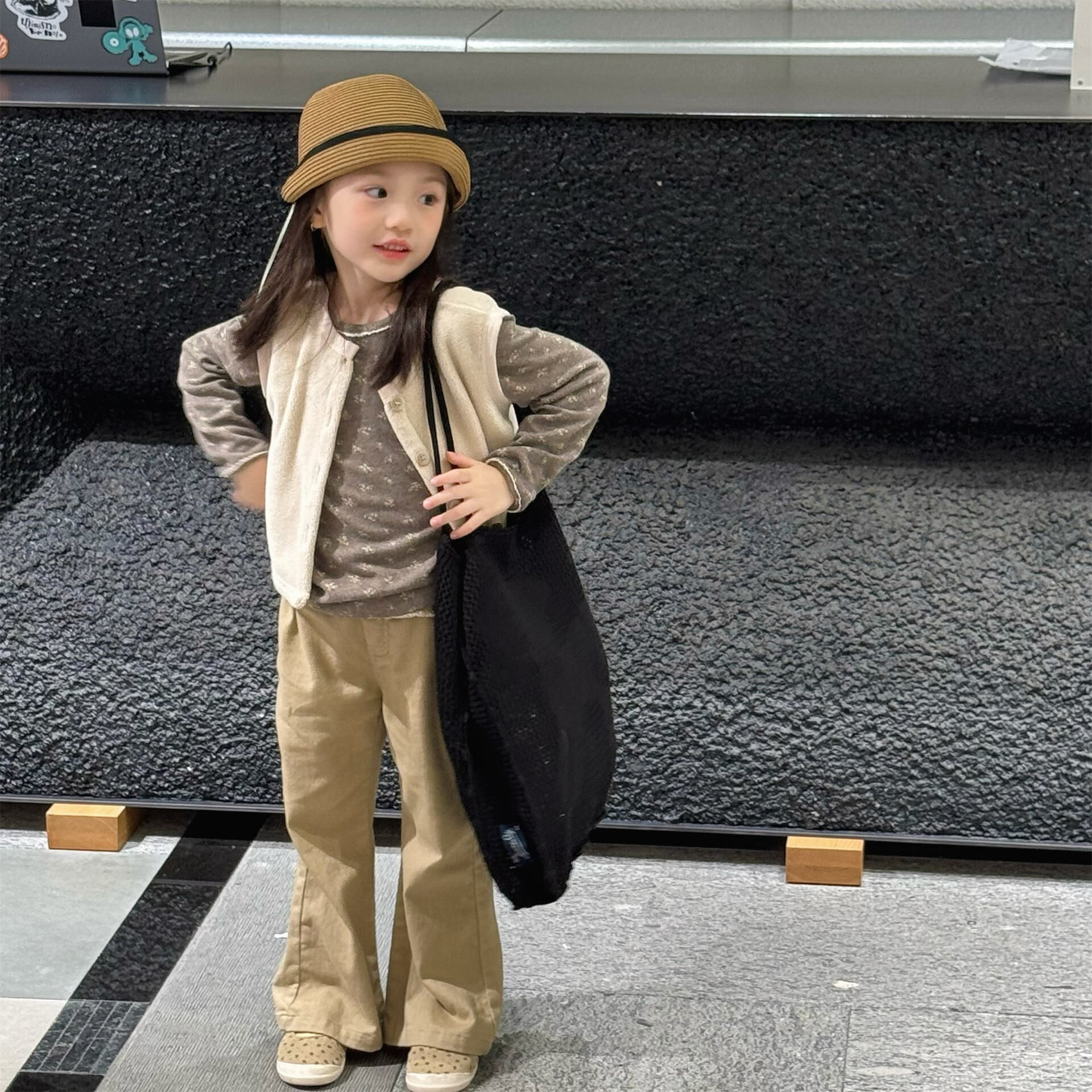 花邊碎花微喇叭褲(80-130)