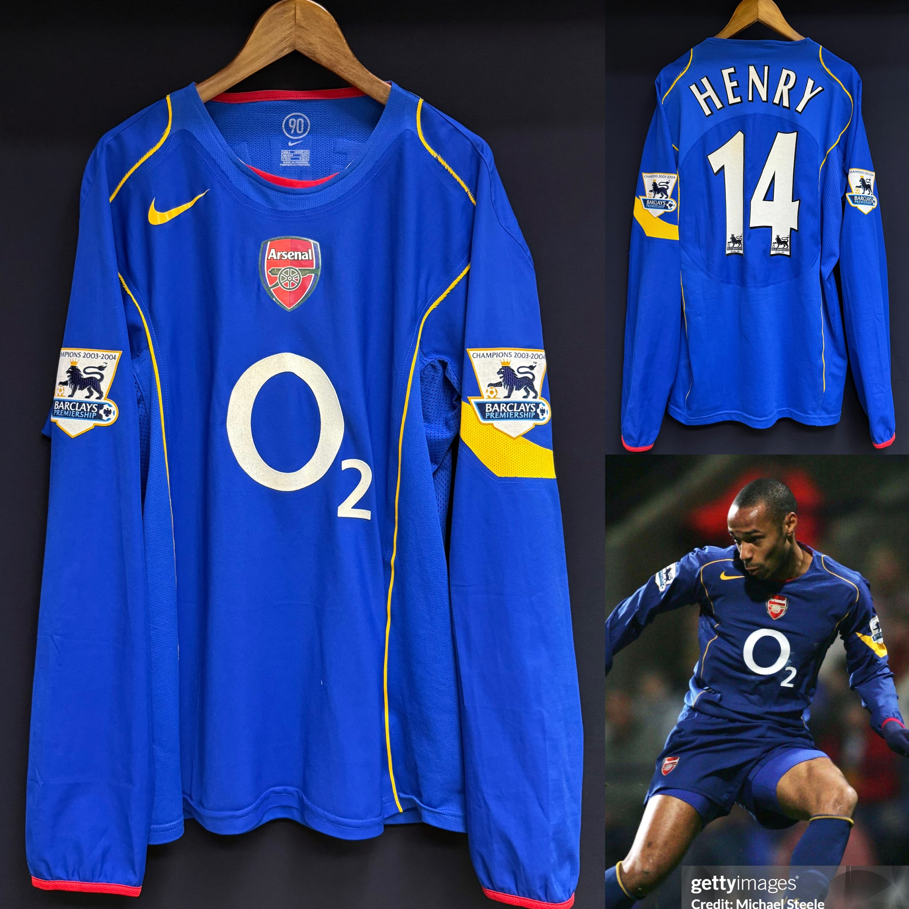 (Match Issue) Arsenal 2004-2005 Nike L/S Away Match Issue Shirt #14 HENRY