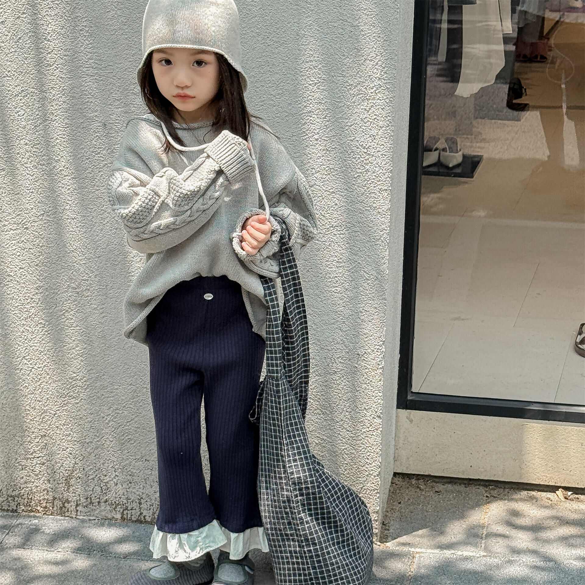 拼色花邊褲腳內搭褲(80-130)