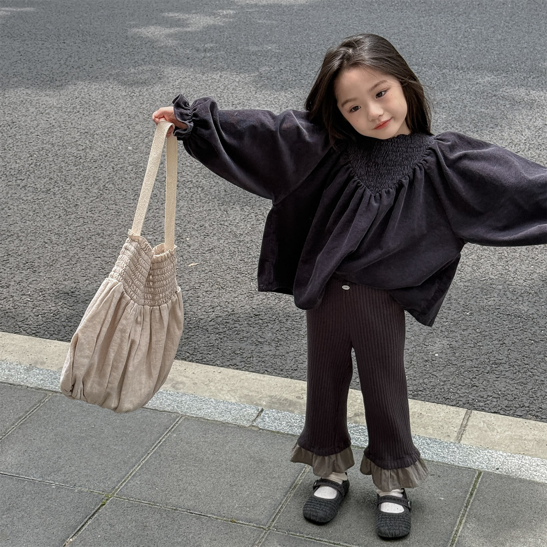 拼色花邊褲腳內搭褲(80-130)