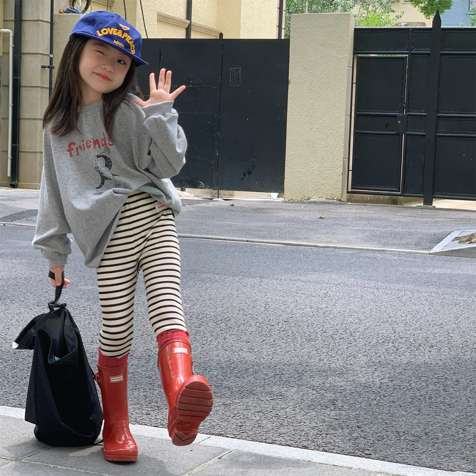 標籤條紋內搭褲(80-130)