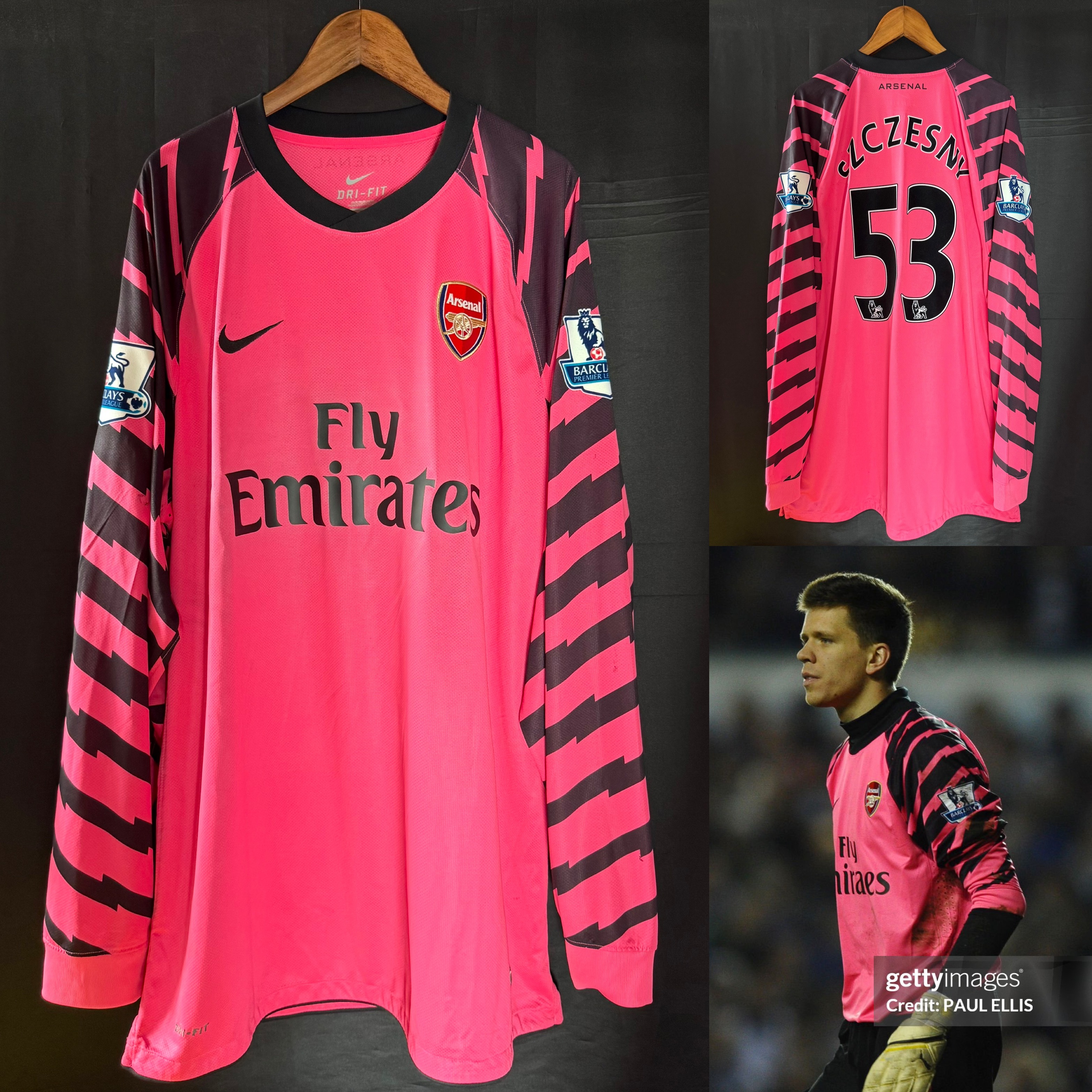 (Player Issue) Arsenal 2010-2011 Nike Pink Goalkeeper Player Issue Shirt #53 SZCZESNY