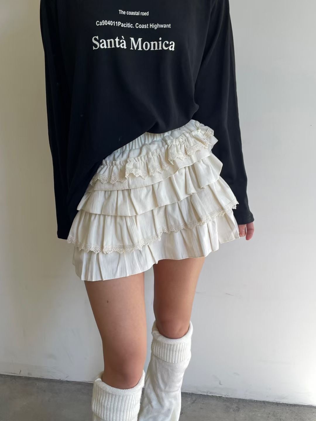 蕾絲頂層蛋糕短裙