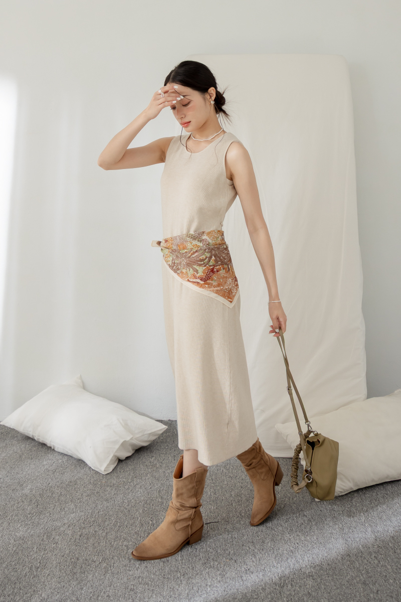 綁帶針織背心洋裝