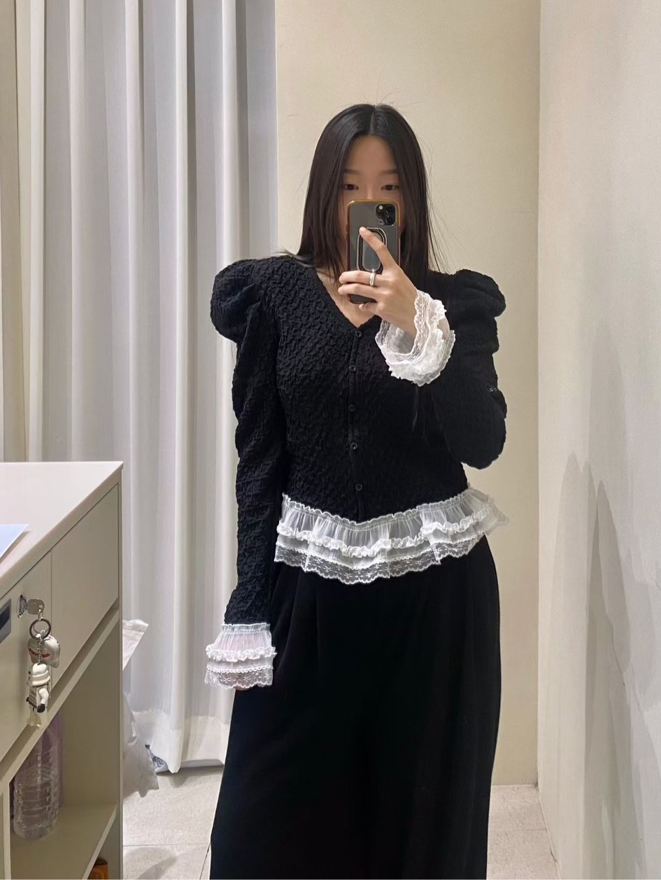 公主袖蕾絲喇叭袖T