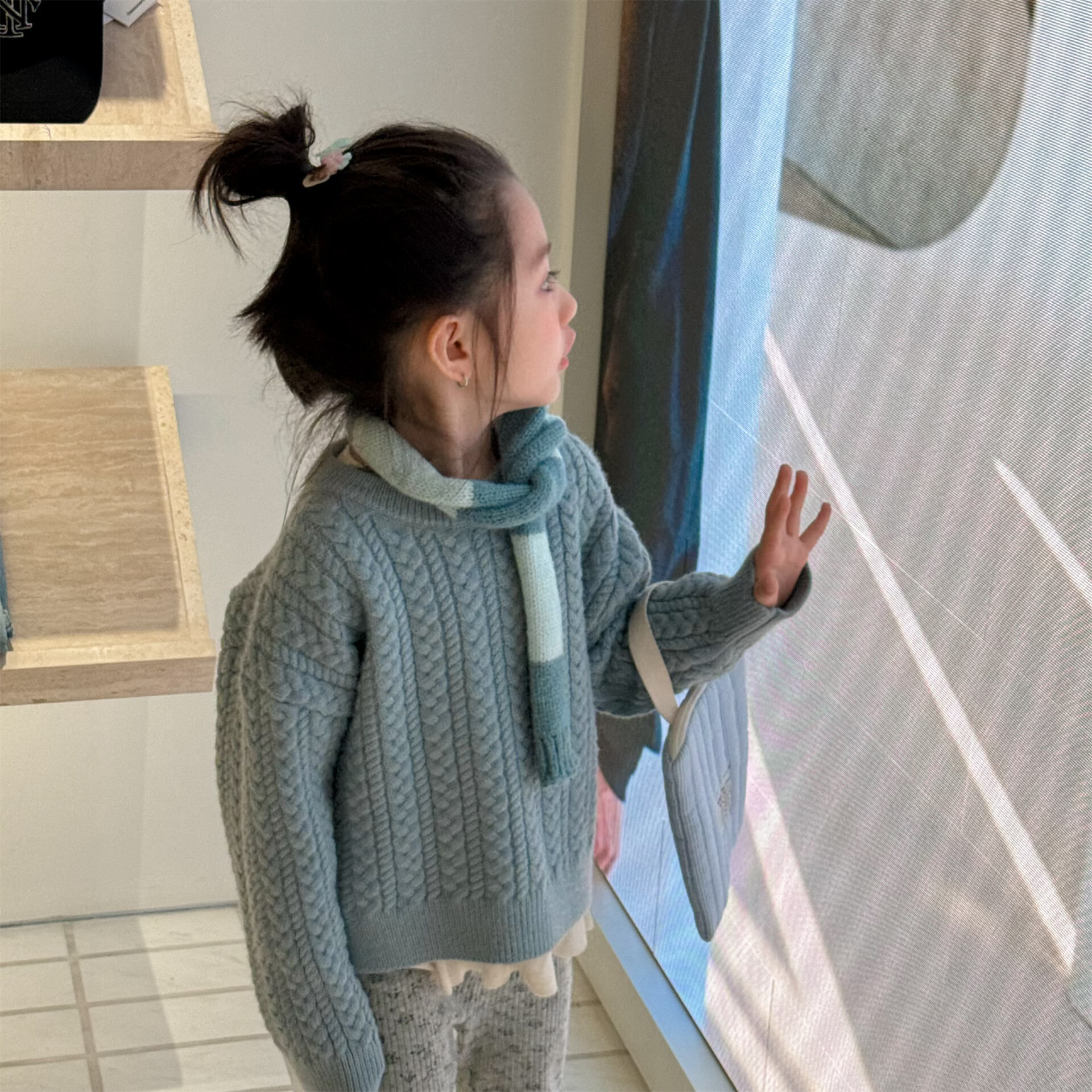 純色麻花針織上衣(80-130)