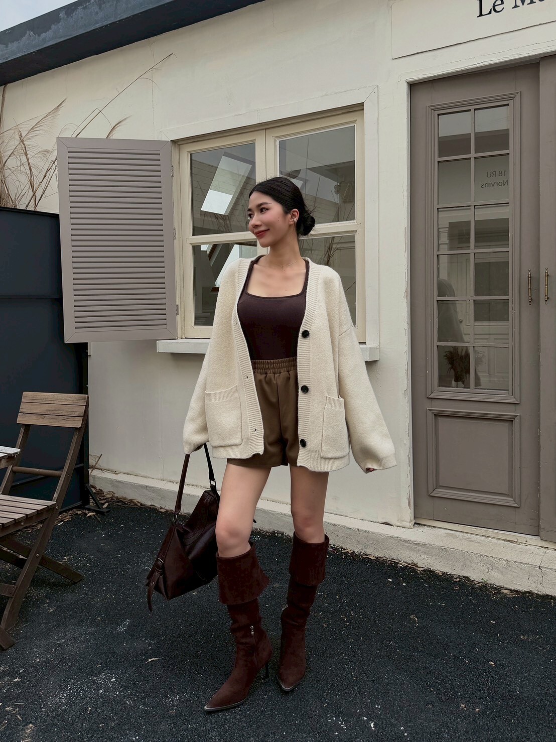 前口袋高磅針織外套