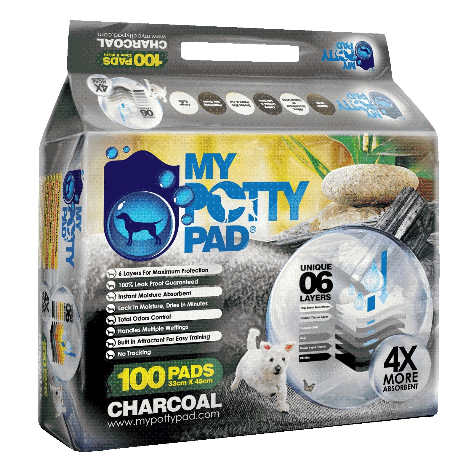 MY POTTY PAD 活性炭寵物尿墊 呎半 33x45cm (5片/100片)