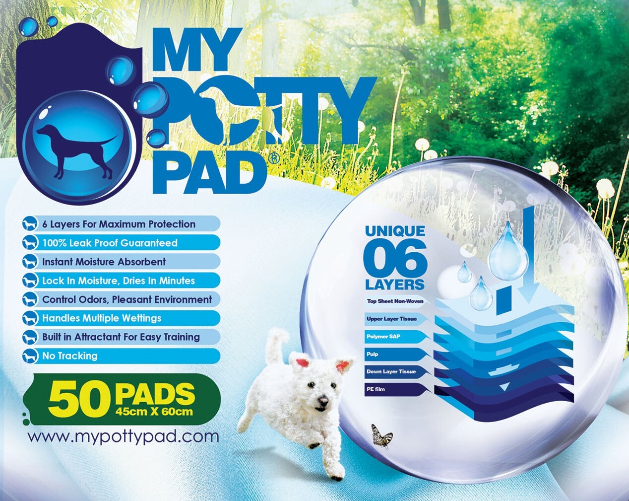 MY POTTY PAD 寵物尿墊 2呎 ​​45x60cm (5片/50片)