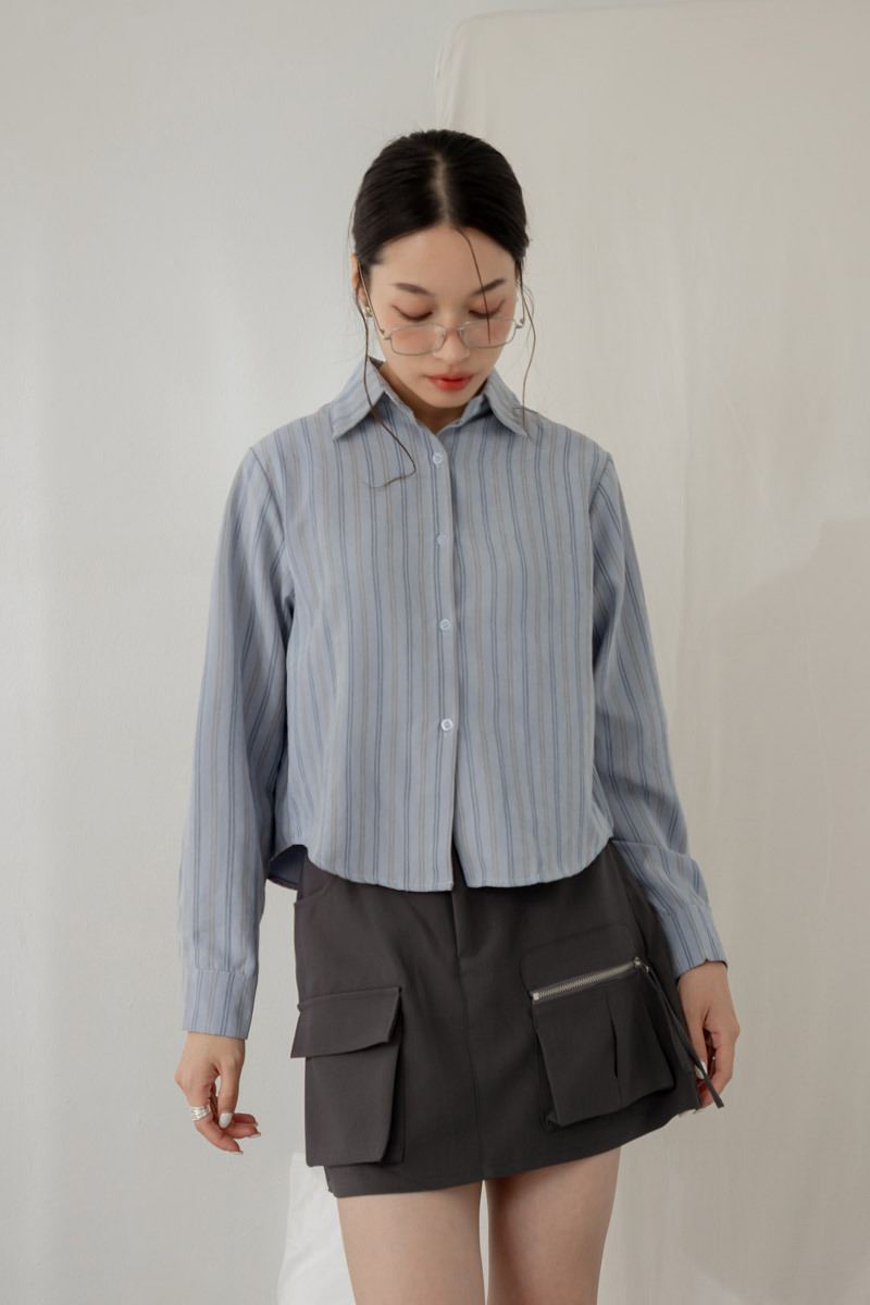 造型口袋後鬆緊短裙