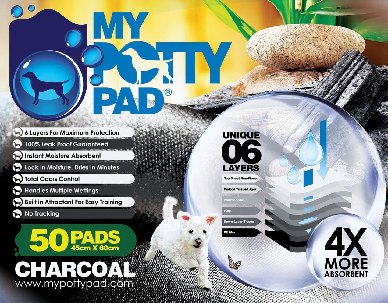 MY POTTY PAD 活性炭寵物尿墊 2呎 ​​45x60cm (5片/50片)