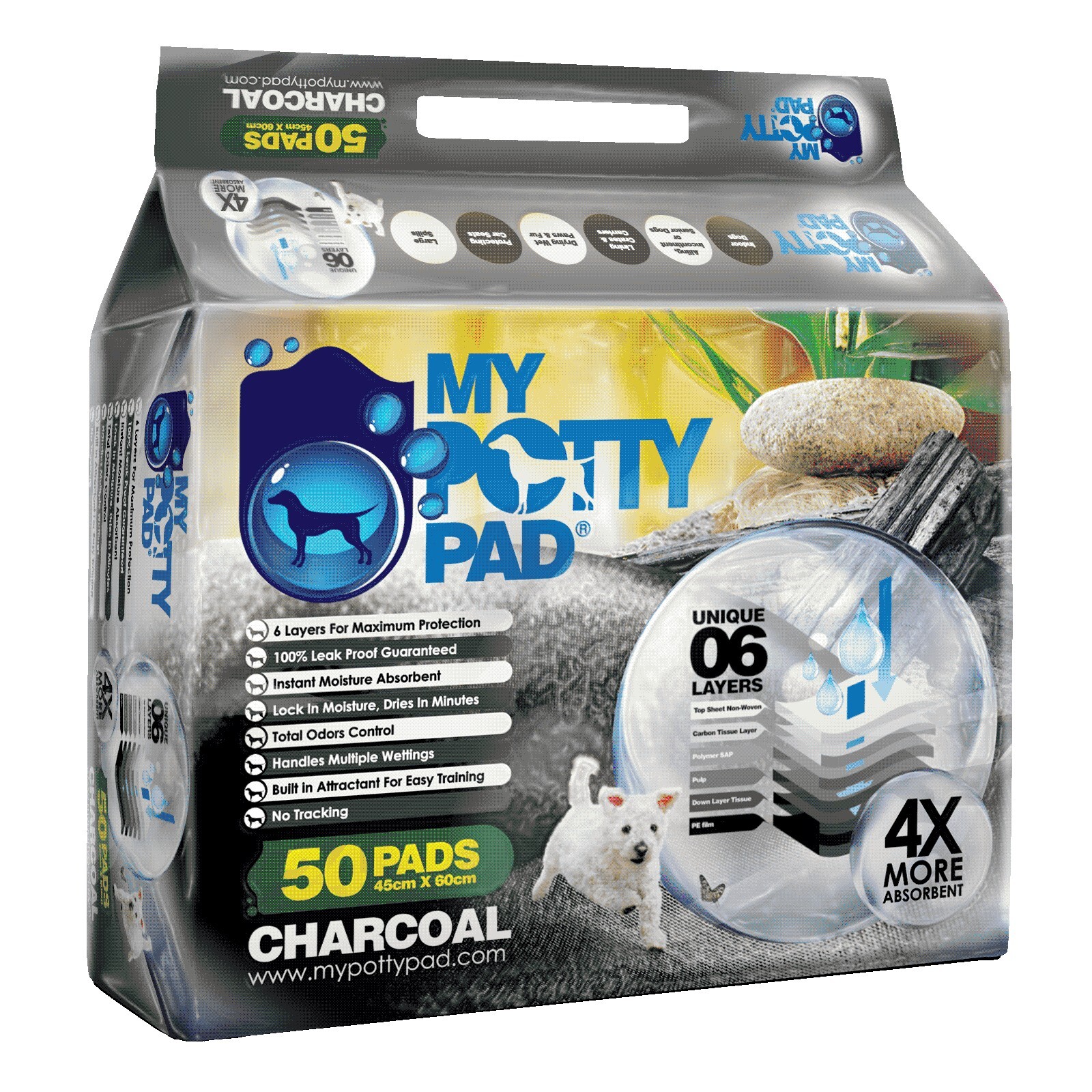 MY POTTY PAD 活性炭寵物尿墊 2呎 ​​45x60cm (5片/50片)