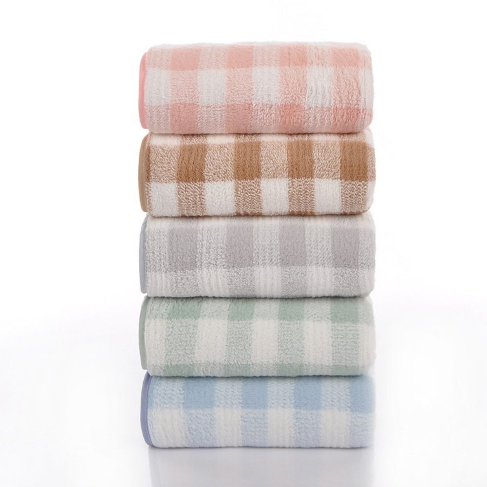 珊瑚絨毛巾格紋款35×75cm｜柔軟親膚・吸水力強【輕鬆購五金百貨】