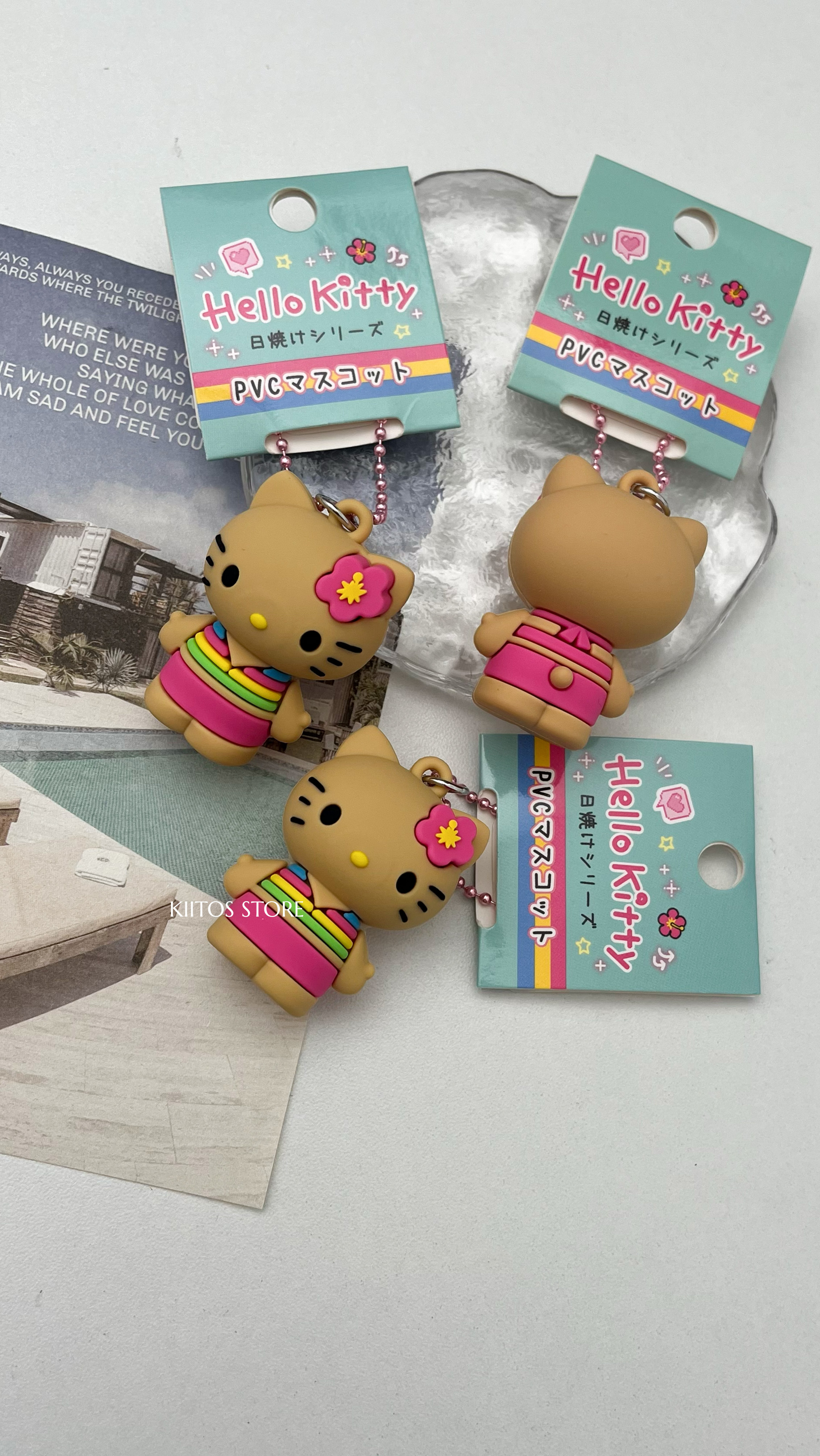 【現貨】日本 Hello Kitty 黑皮系列 焦糖 凱蒂貓 夏威夷 小公仔 吊飾