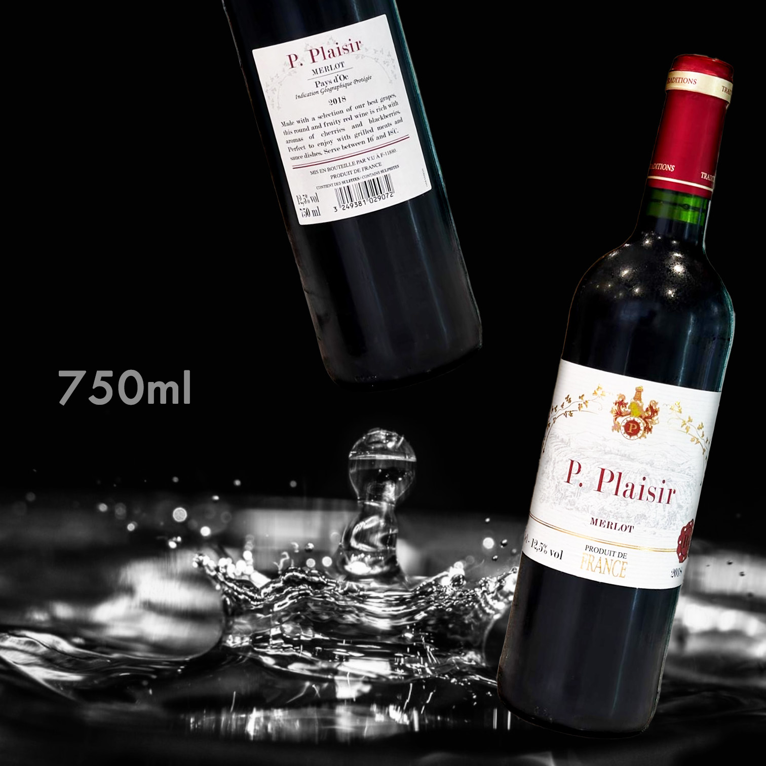 Pays d'Oc IGP P.Plaisir Merlot 2018 梅洛紅酒 (750ML)