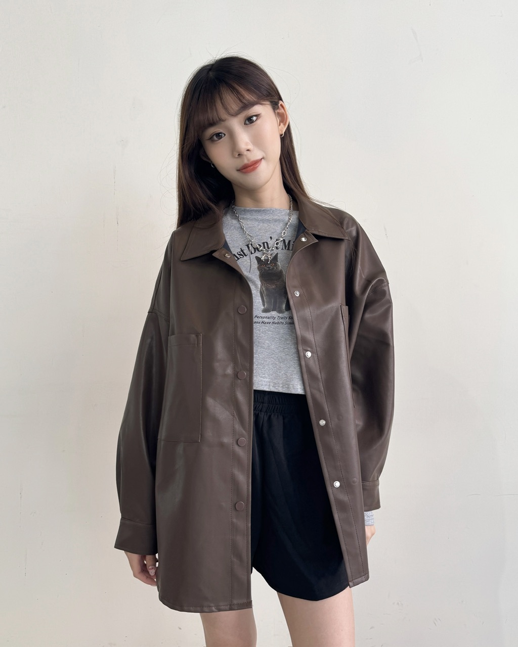 秋冬必備🍂長版皮外套/襯衫-1310