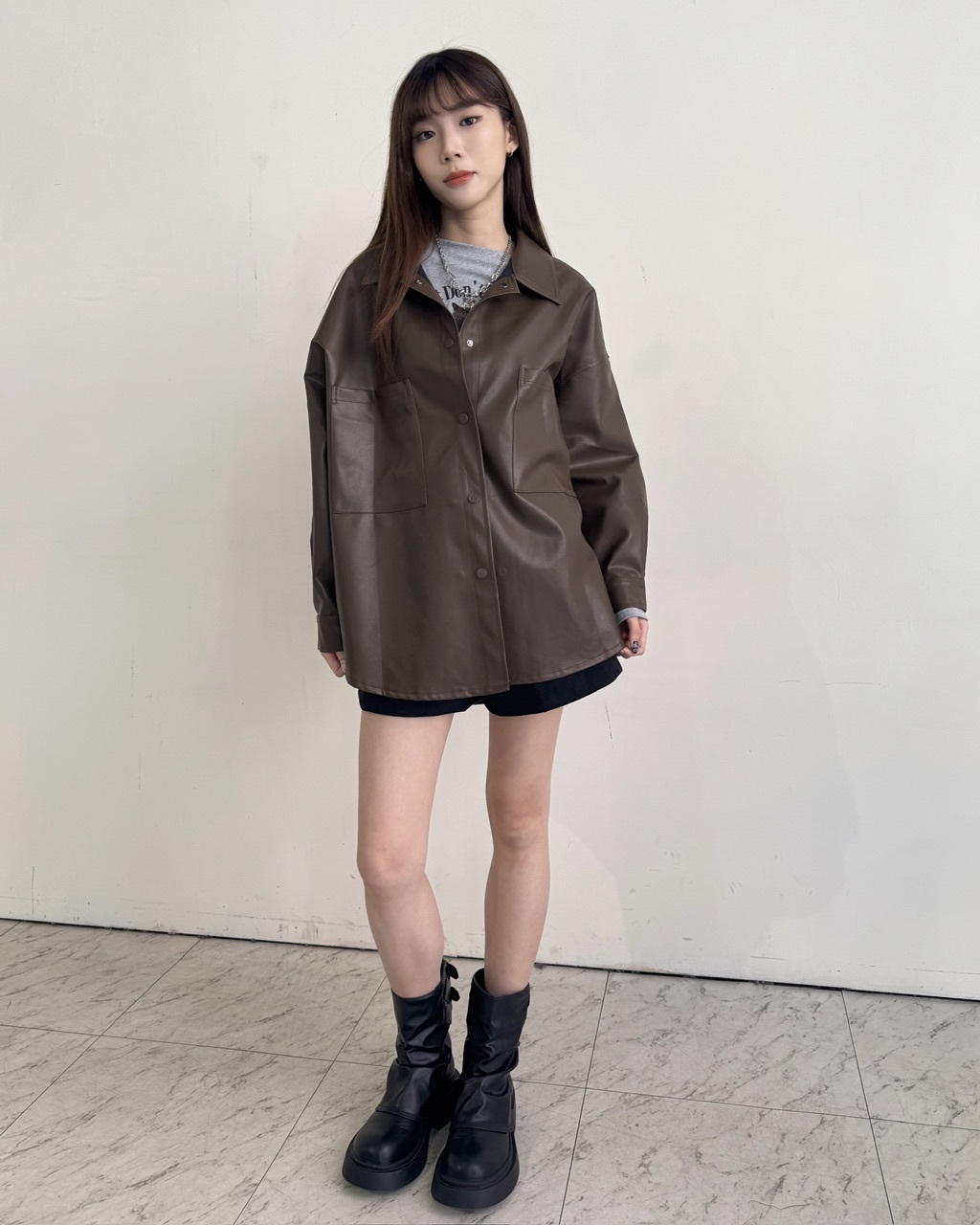 秋冬必備🍂長版皮外套/襯衫-1310