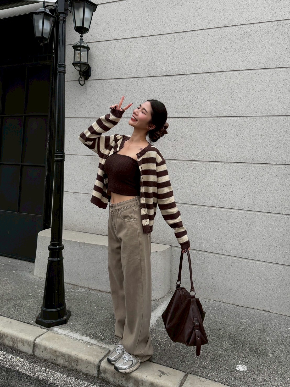 秋冬條紋針織小外套