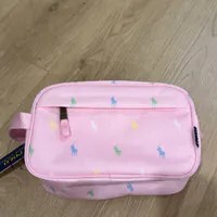 [S]  POLO RALPH LAUREN CARMEL PINK 9AR086-ADG LOGO PRINTED TOILETRY BAG, 196327500085 (SUZZ12)