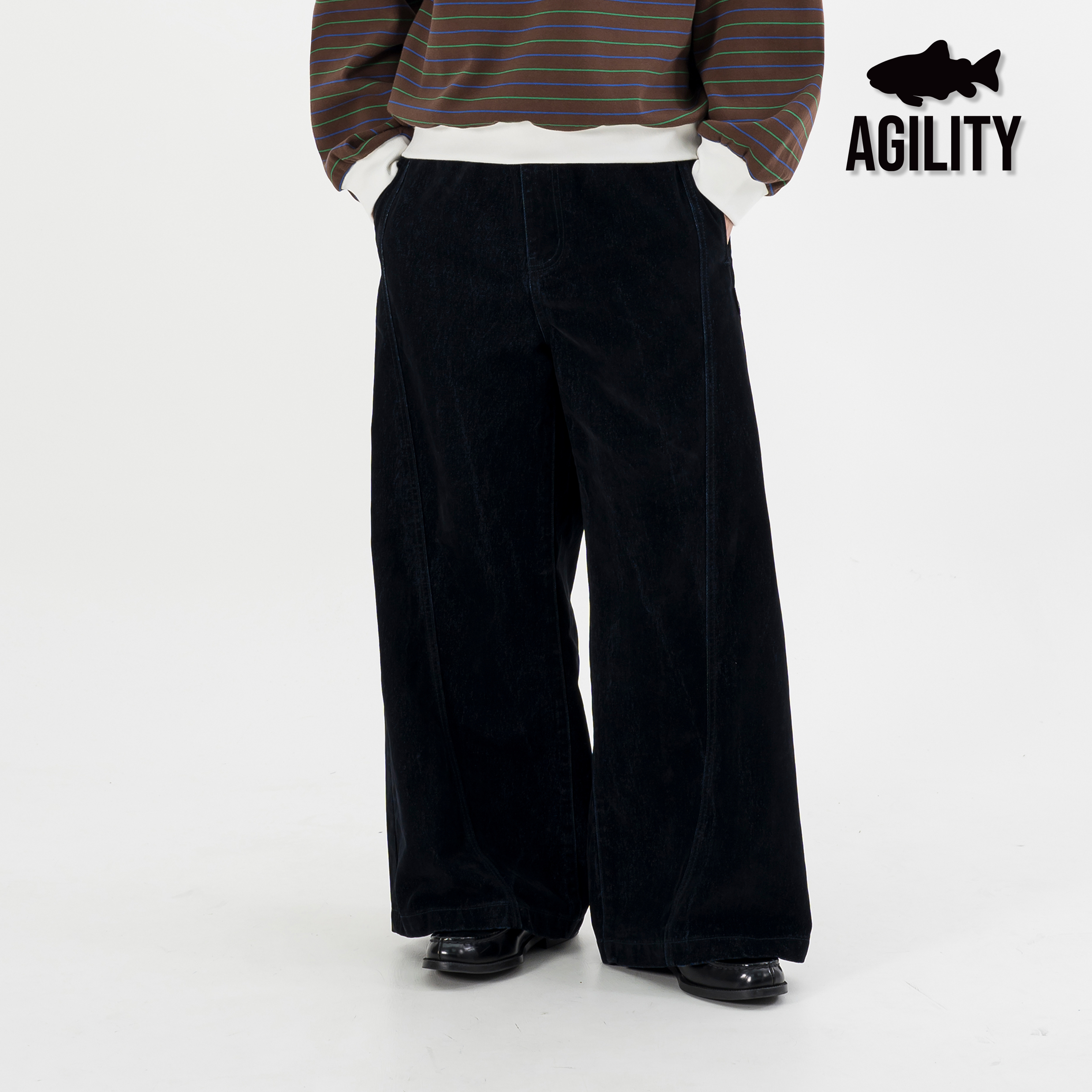 AGILITY Washed Denim Baggy Pants 水洗 植絨 寬直筒 牛仔長褲 [FD2]