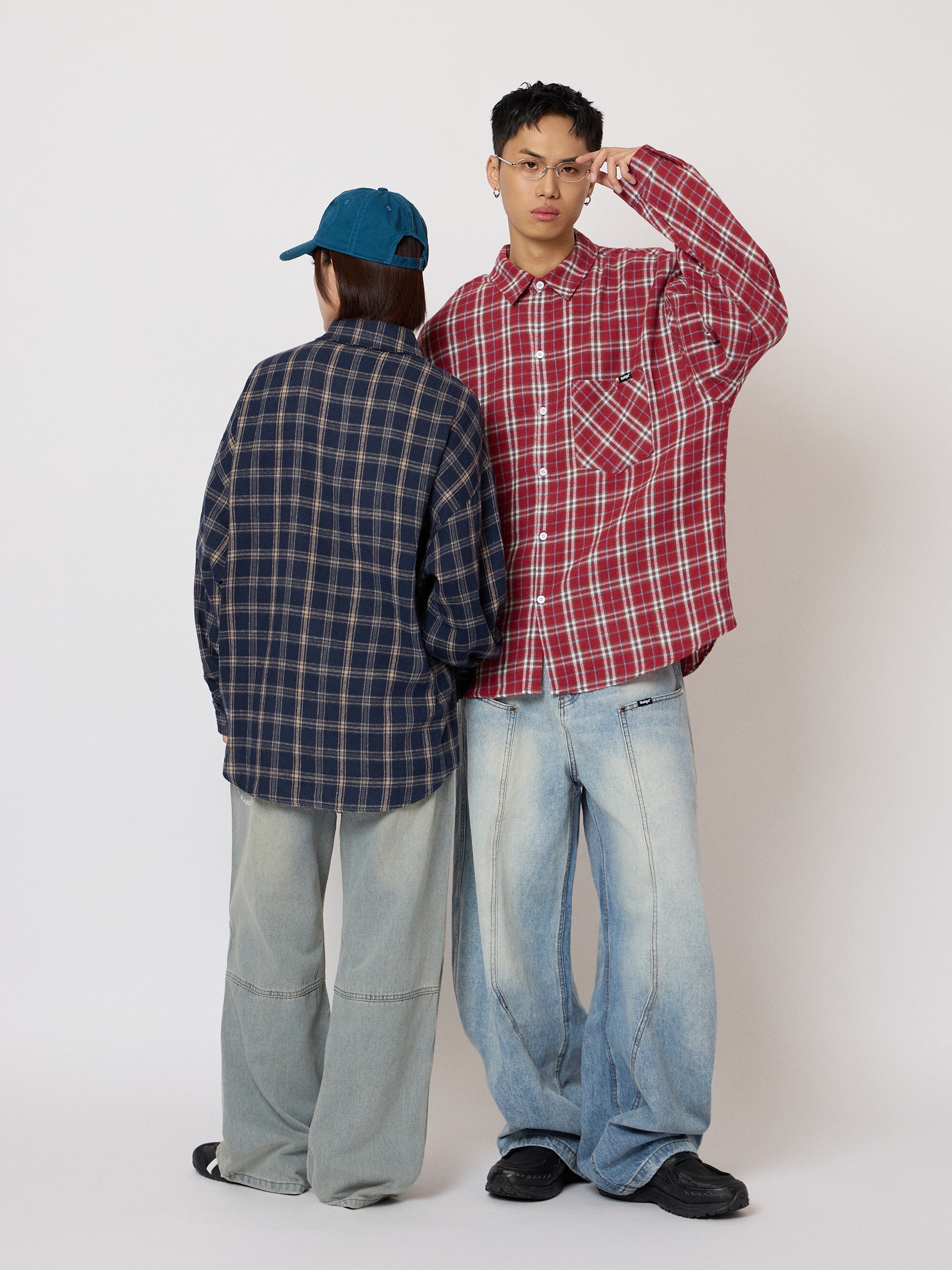 曜影復古格紋襯衫