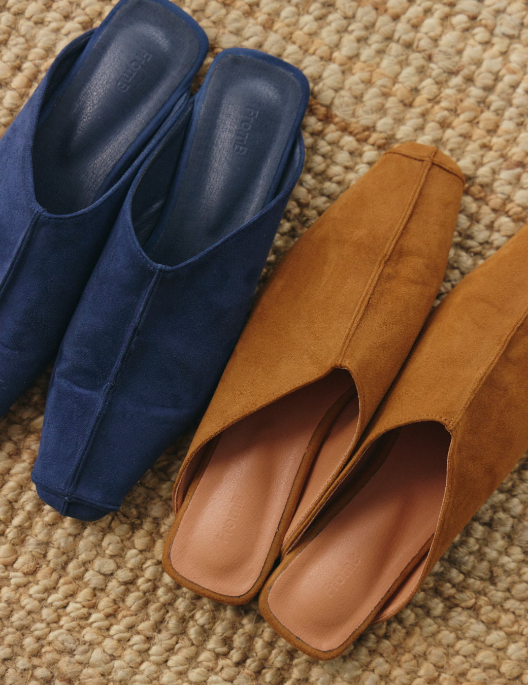 車線感方頭麂皮穆勒鞋（2色/3尺寸）