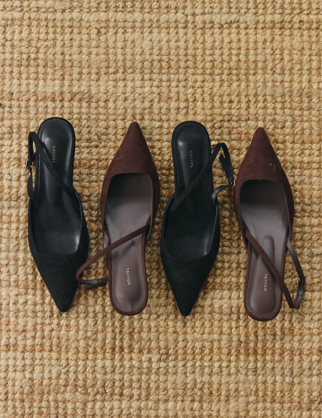 時髦尖頭麂皮低跟鞋（2色/3尺寸）