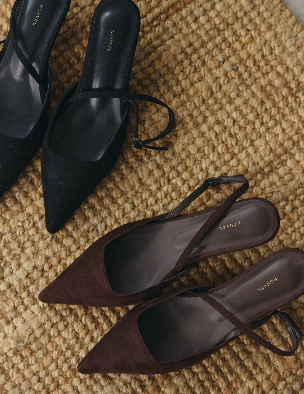 時髦尖頭麂皮低跟鞋（2色/3尺寸）