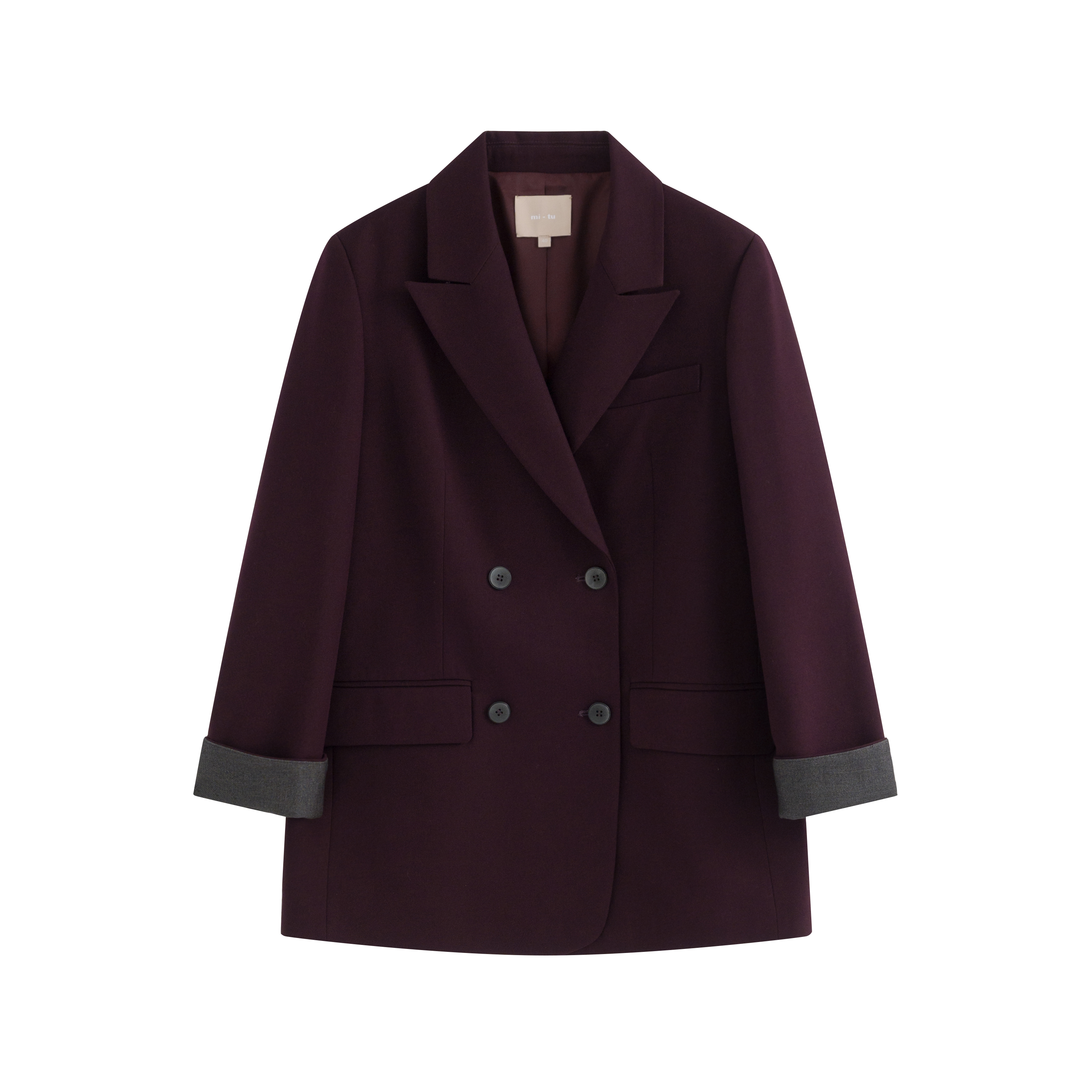 mi-tu 拼色羊毛大衣