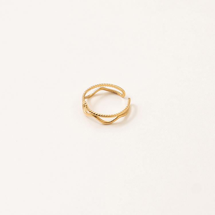 miramira純映｜雙環線條鏤空圈圈戒指A0004-金70355