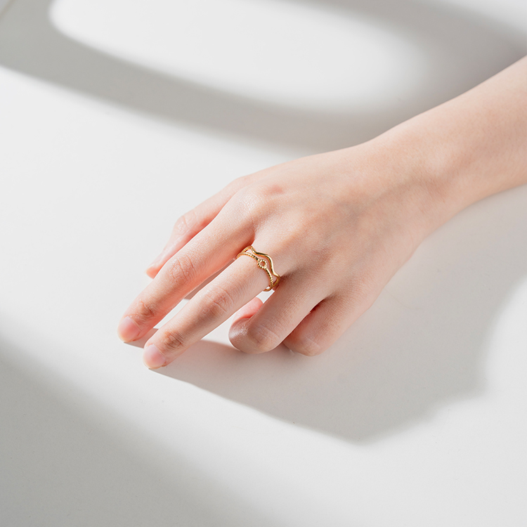 miramira純映｜雙環線條鏤空圈圈戒指A0004-金70355