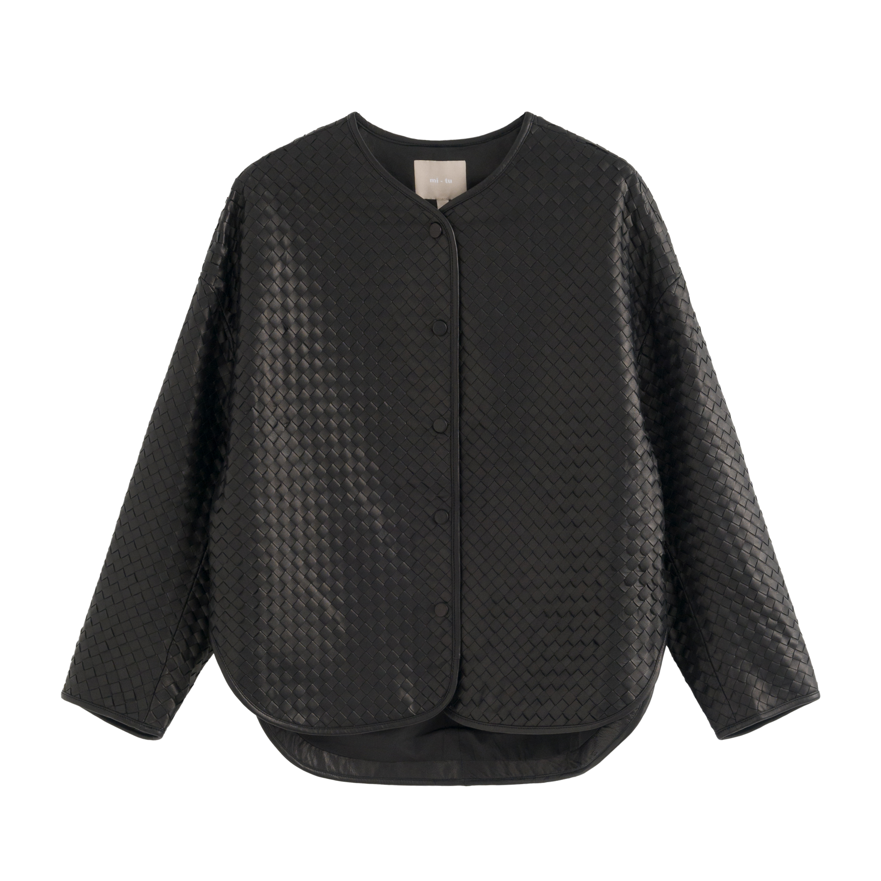 mi-tu 編織款方格羊皮外套
