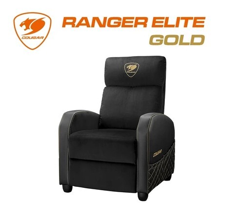 COUGAR 美洲獅 RANGER ELITE GOLD 高質感天鵝絨電競沙發椅 ~左右側收納袋 三段式傾斜調整 (2月迎新馬年優惠  沙發任型號送  電競組合包)