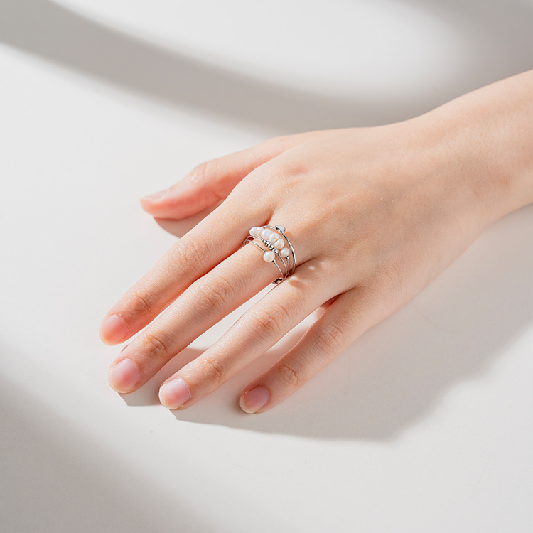 miramira珠光｜心動結緣珍珠戒指A1476-銀12109