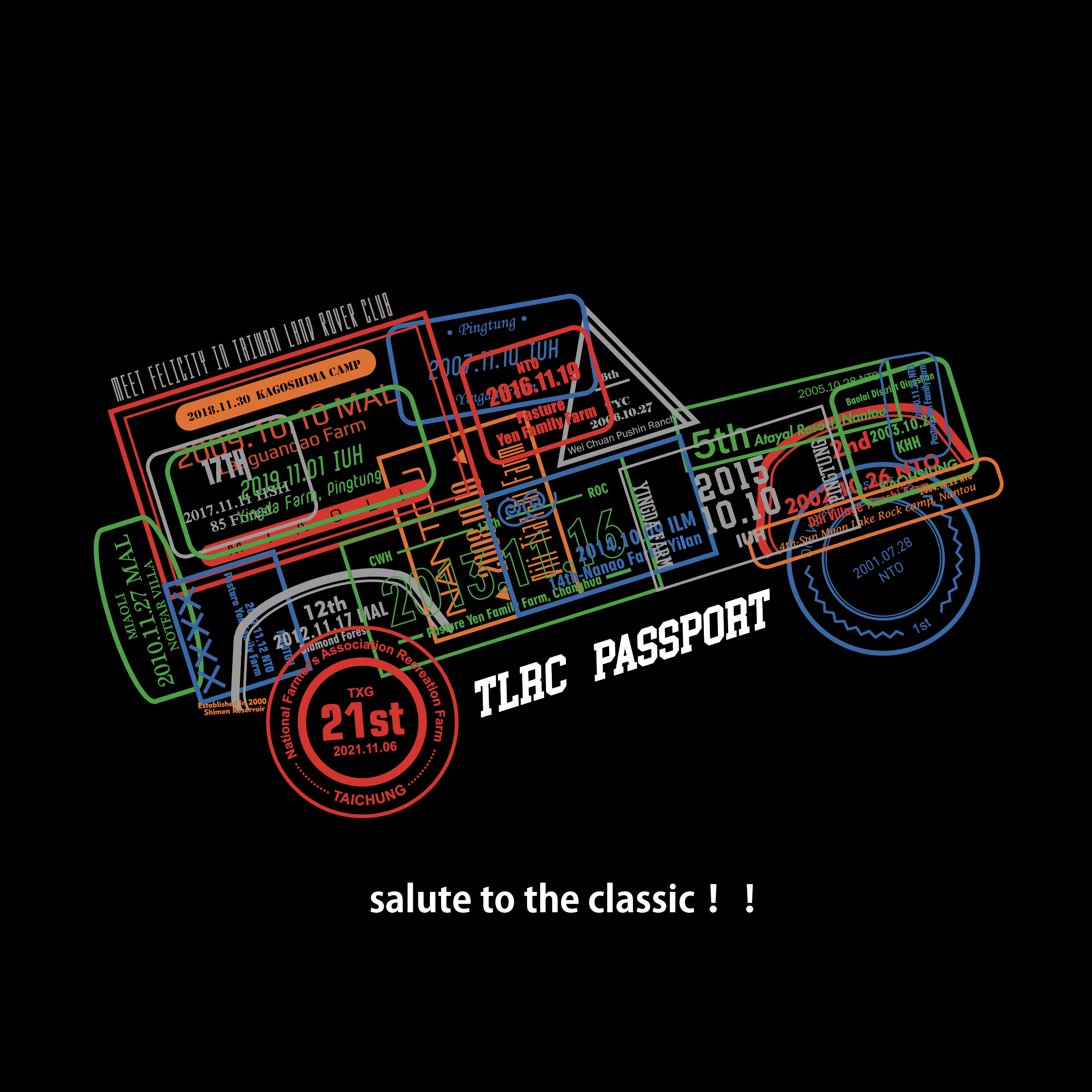 復刻 - TLRC郵戳汽車圓領T